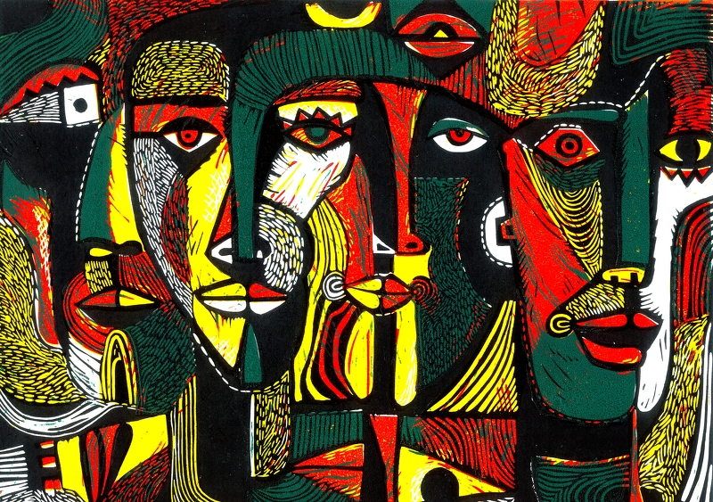 The Illustration Is Made By Hand In The Style Of A Linocut 